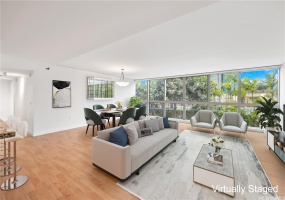 Spacious living room of over 425 square feet overlooking the gardens of Koolani