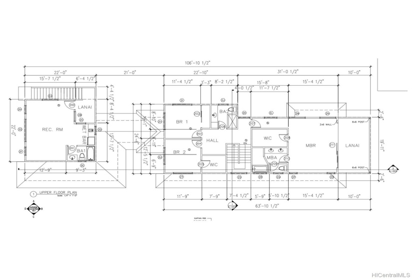 Upstairs floor plan - of permitted building plans (not yet built).