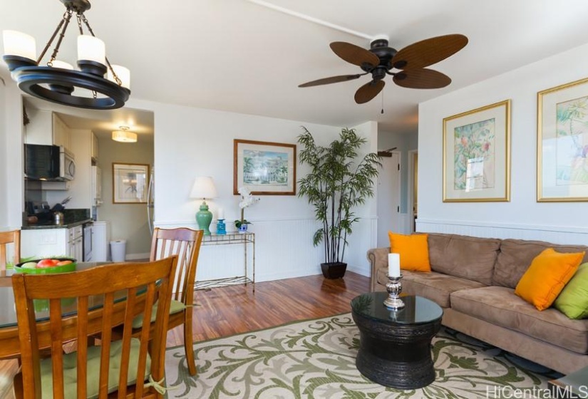 Living room and dining area