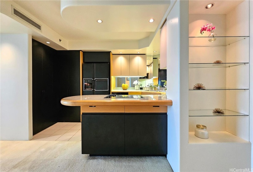 Kitchen seamlessly into a large open-concept living and dining area
