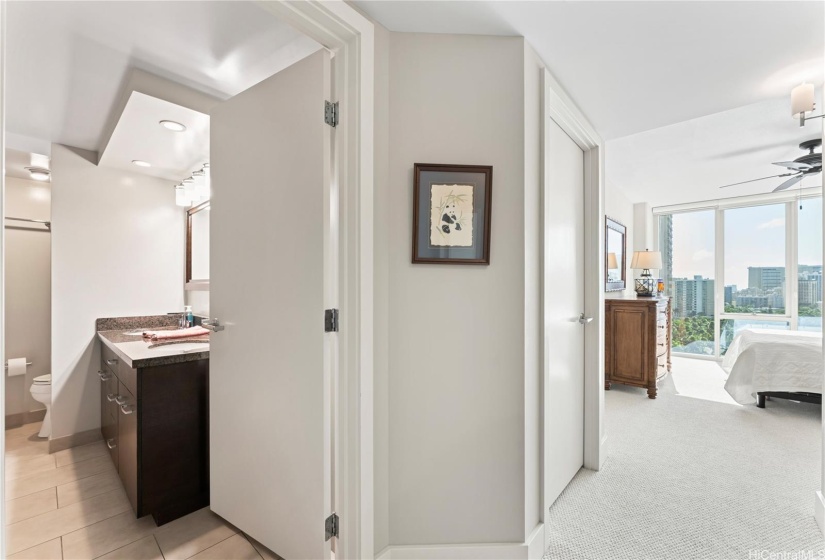 Primary bath with hall to bedroom