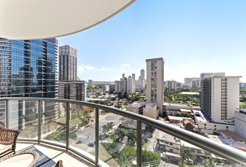 Balcony view city ala wai canal and ocean