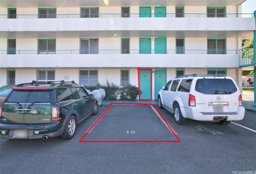 Parking stall in front of unit