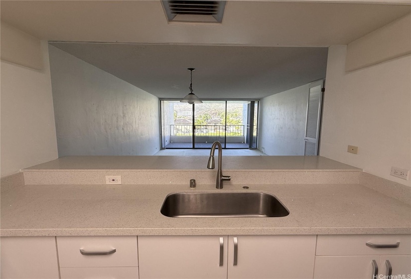 Kitchen facing living room