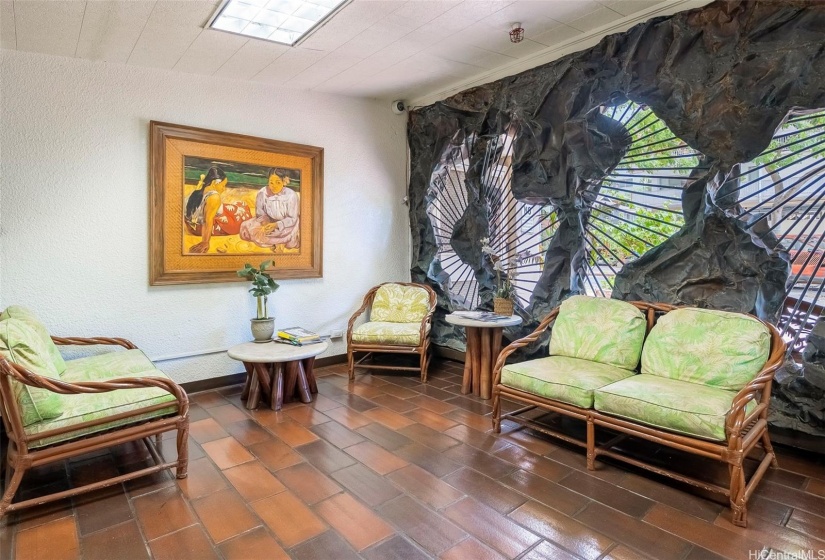 The inviting lobby is a great place to greet friends and famliy.