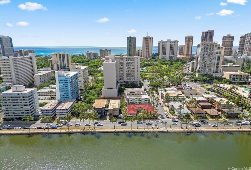 This property is conveniently nestled between the ocean and Ala Wai Canal.