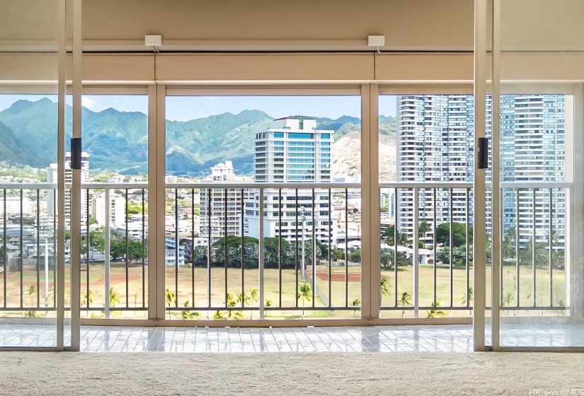 Enjoy sunrises, mountain views and the occasional baseball game right from your secure lanai.