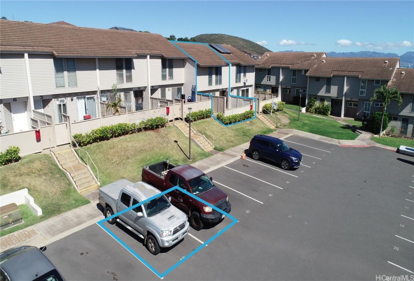 Your parking stalls in relation to your unit.