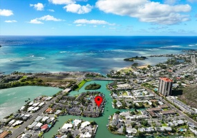 Marina frontage at an intersection of water provided an open view.