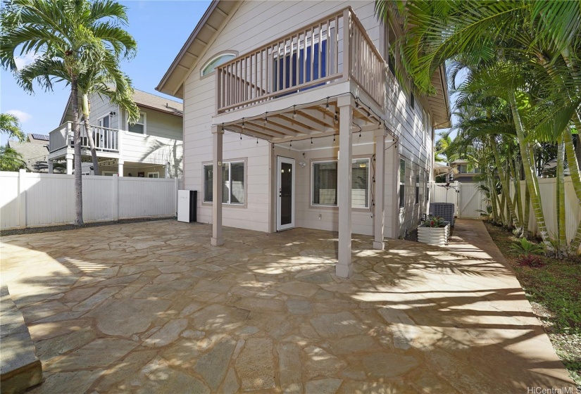Sandstone patio in the backyard