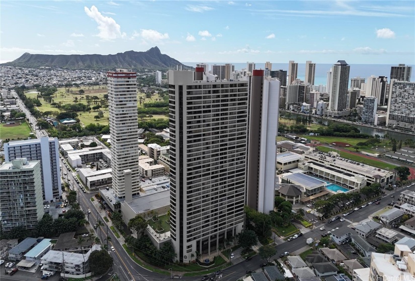 Views of Diamond Head and surrounding neighborhood with Waikiki in the background