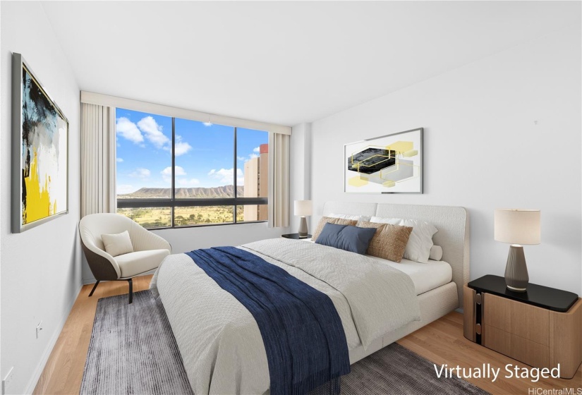 Primary bedroom with Diamond Head views