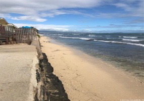 Sandy Beach on your 55 linear ocean front property with approved sea wall. See Diamond Head off in the distance?