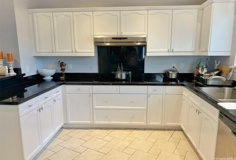 Kitchen with newly painted cabinets