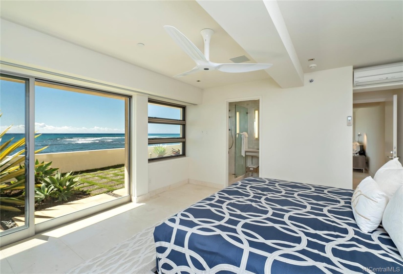 Guest Bedroom on the ground floor offers beautiful wide ocean views.