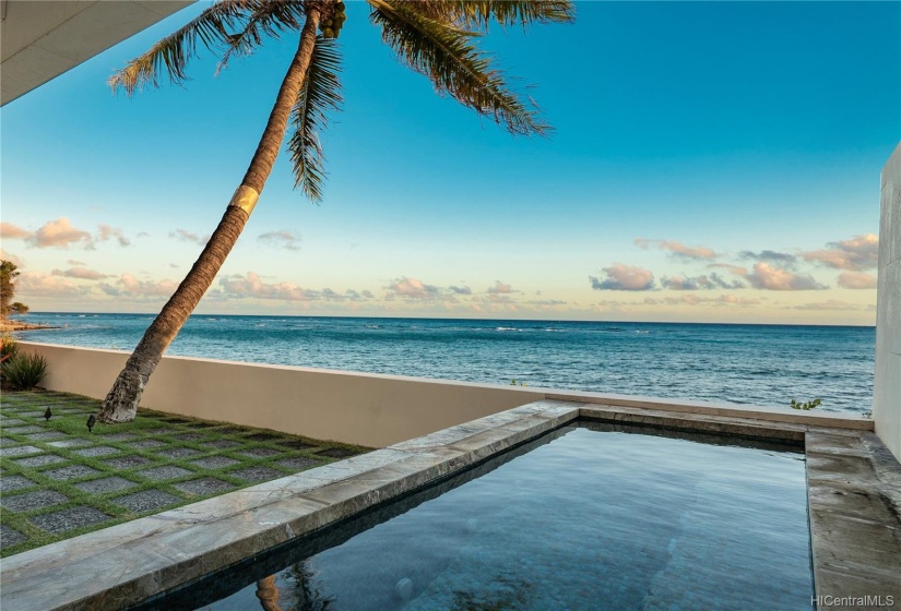 The oceanside jacuzzi is the perfect spot to relax and enjoy the sunset and tranquil waterfront setting.