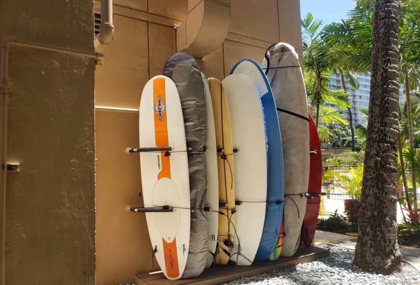 surfboard storage racks available.