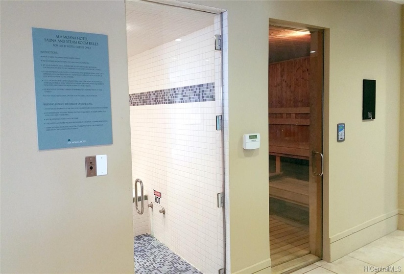 Steam room and sauna inside of the gym