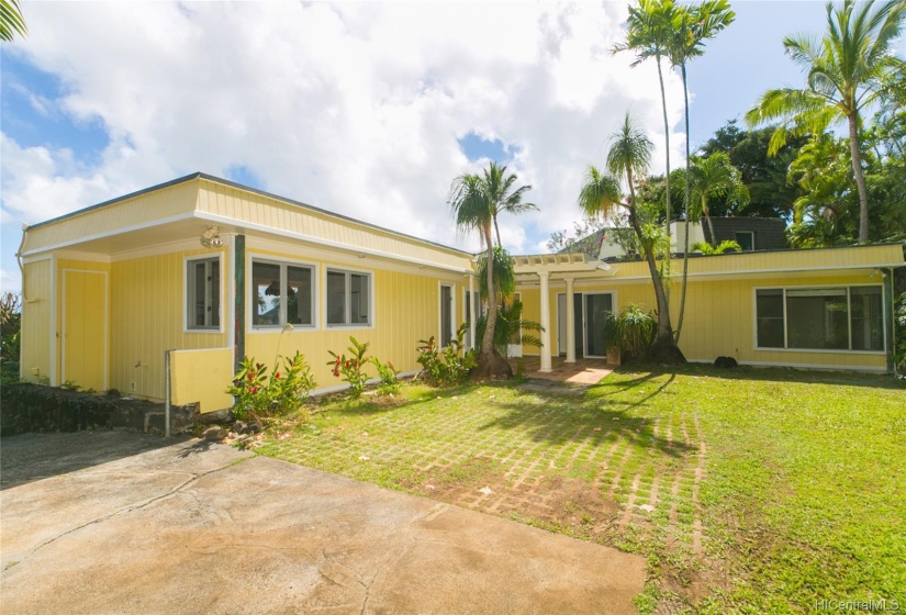 Level area of the property leading to the front entrance