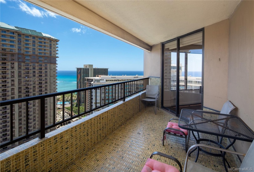 Spacious tiled lanai is accessible from the living room and bedroom #1, wonderful place to spend your morning with favorite coffee, or you will love here chilling in the late afternoon.