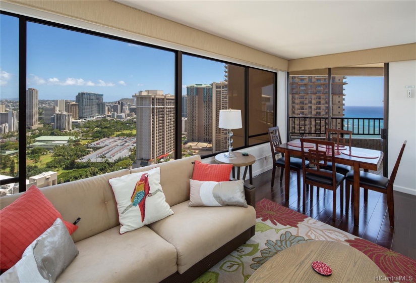 Lots of natural lights from wall to wall windows and large sliding door to spacious lanai.