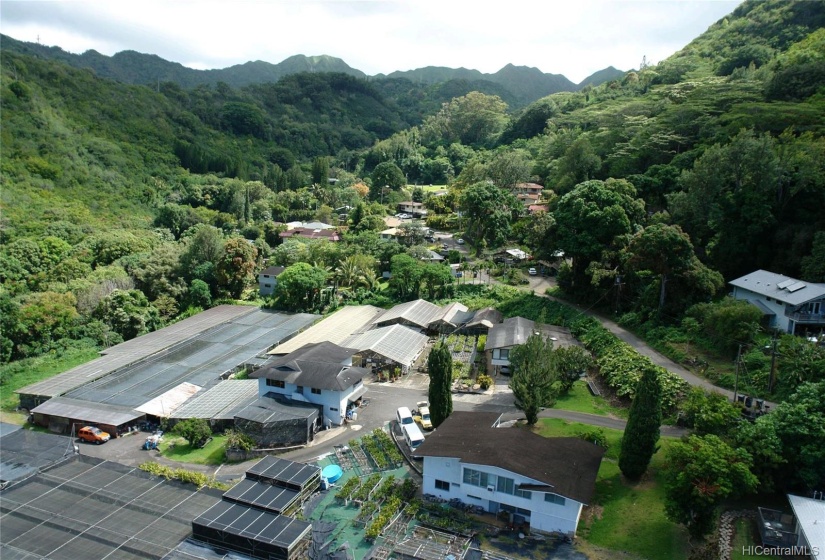 Overview of property which extends up the mountainside