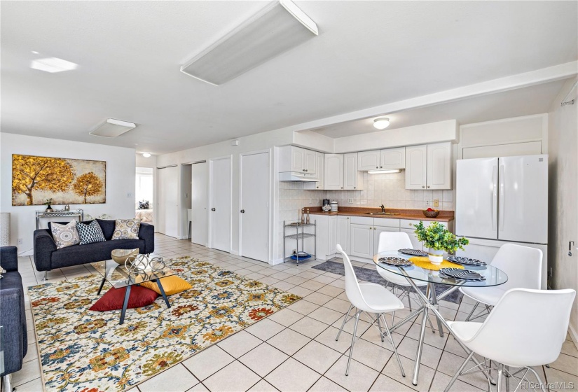 Downstairs unit boasts 2BD/1.5BA with a wet bar and a washer (add your own dryer).