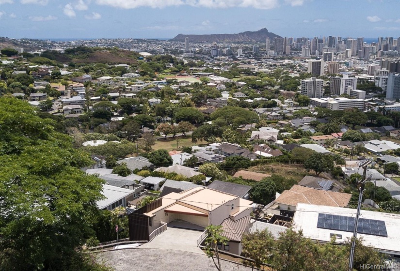 Aerial shot from above! Expansive views of Diamond Head, Honolulu city lights and ocean views!